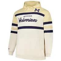 Men's Mitchell & Ness Cream Michigan Wolverines Big Tall Head Coach Pullover Hoodie