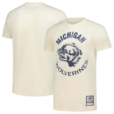 T-shirt vintage Mitchell & Ness pour homme, couleur crème, Michigan Wolverines