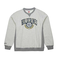 Sweat-shirt à col rond en polaire arqué Mitchell & Ness pour hommes, gris chiné Michigan Wolverines