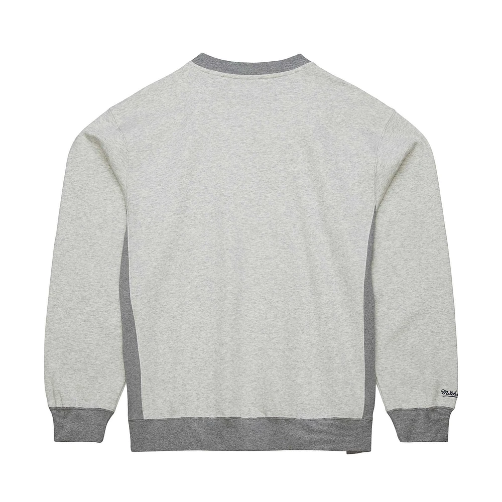 Sweat-shirt à col rond en polaire arqué Mitchell & Ness pour hommes, gris chiné Michigan Wolverines