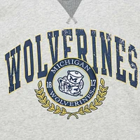 Sweat-shirt à col rond en polaire arqué Mitchell & Ness pour hommes, gris chiné Michigan Wolverines