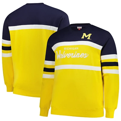 Sweat-shirt en polaire à logo vintage Mitchell & Ness Maize Michigan Wolverines pour homme, taille grande et