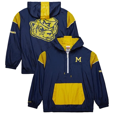 Veste à capuche demi-zip avec logo vintage Mitchell & Ness bleu marine Michigan Wolverines pour homme