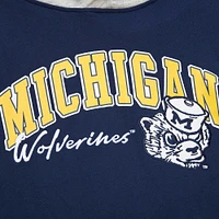 Sweat à capuche en polaire arqué Mitchell & Ness pour hommes, Michigan Wolverines, bleu marine