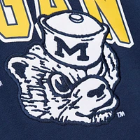 Sweat à capuche en polaire arqué Mitchell & Ness pour hommes, Michigan Wolverines, bleu marine