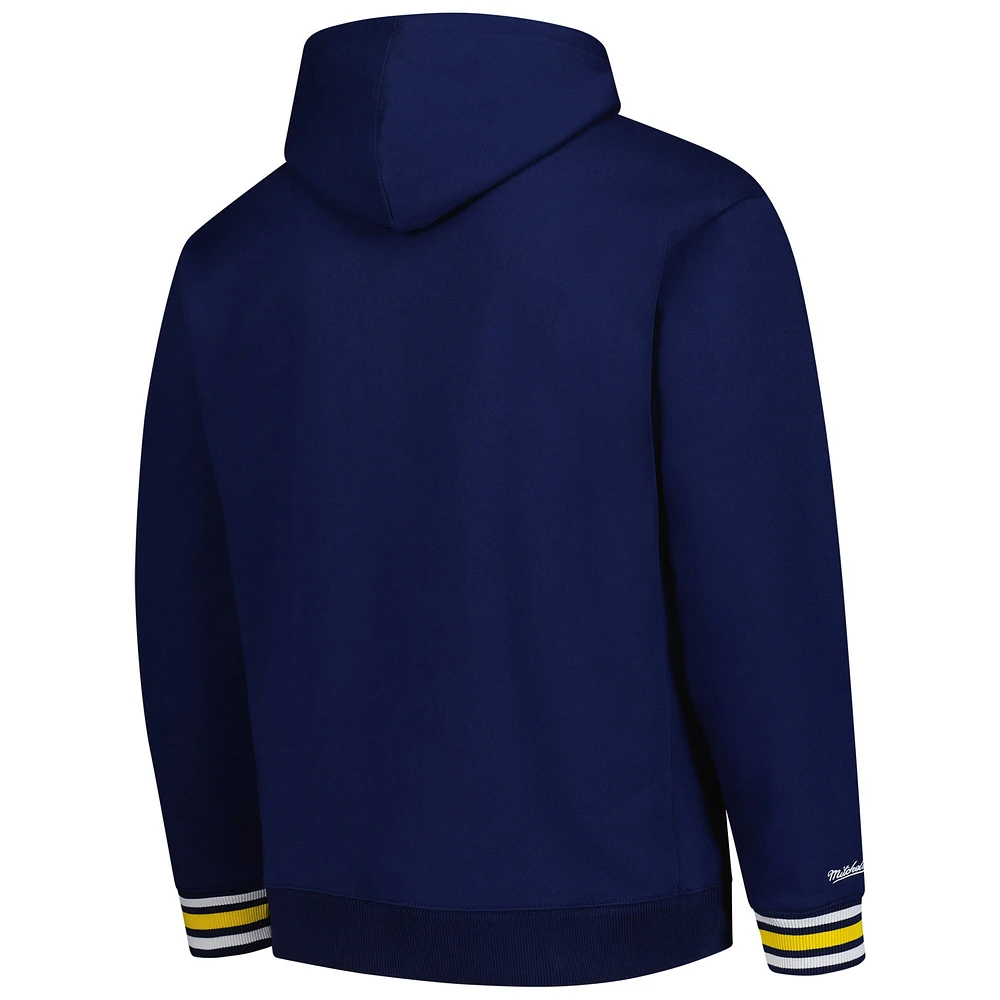 Sweat à capuche en polaire point de chaîne bleu marine Michigan Wolverines Mitchell & Ness pour homme