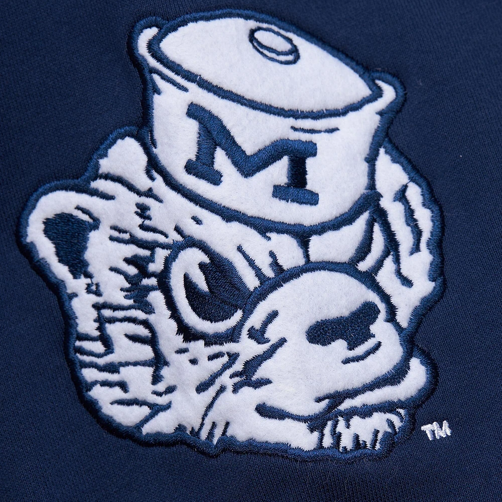 Sweat à capuche en polaire point de chaîne bleu marine Michigan Wolverines Mitchell & Ness pour homme