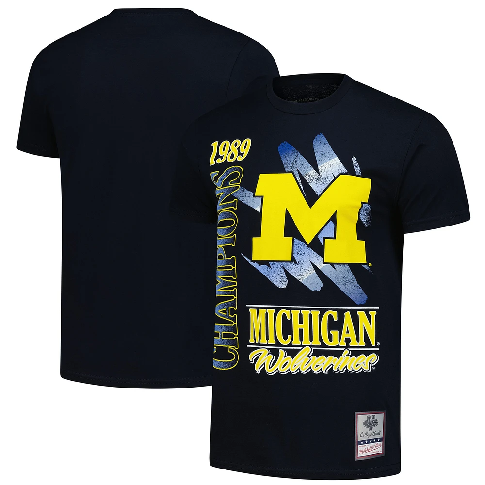 T-shirt bleu marine délavé au minéral Michigan Wolverines de Mitchell & Ness pour homme