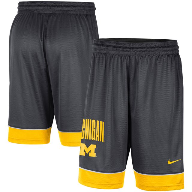 Short Performance Nike Charbon/Jaune Michigan Wolverines Fast Break pour Homme