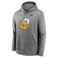 Men's Nike Heather Gray Michigan Wolverines Legacy Logo Club Fleece Pullover Hoodie