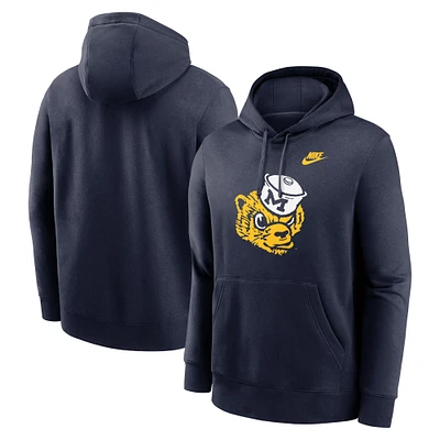 Sweat à capuche en polaire Nike Michigan Wolverines Legacy Logo Club pour homme, bleu marine