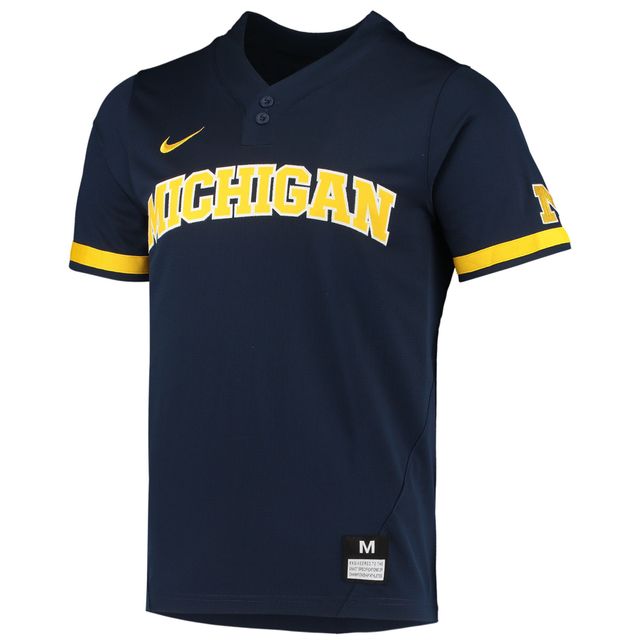 Maillot de baseball réplique à 2 boutons Nike pour homme, bleu marine, Michigan Wolverines