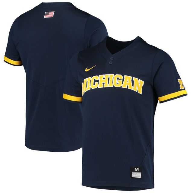 Maillot de baseball réplique à 2 boutons Nike pour homme, bleu marine, Michigan Wolverines
