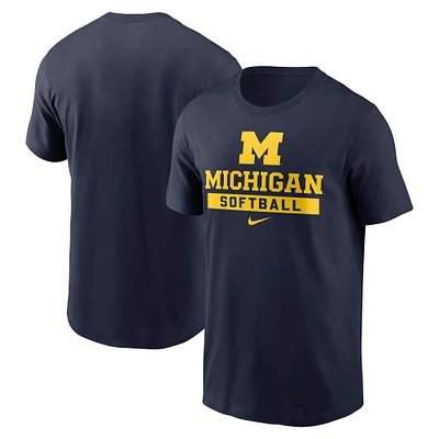 T-shirt de softball Nike bleu marine pour homme des Wolverines du Michigan