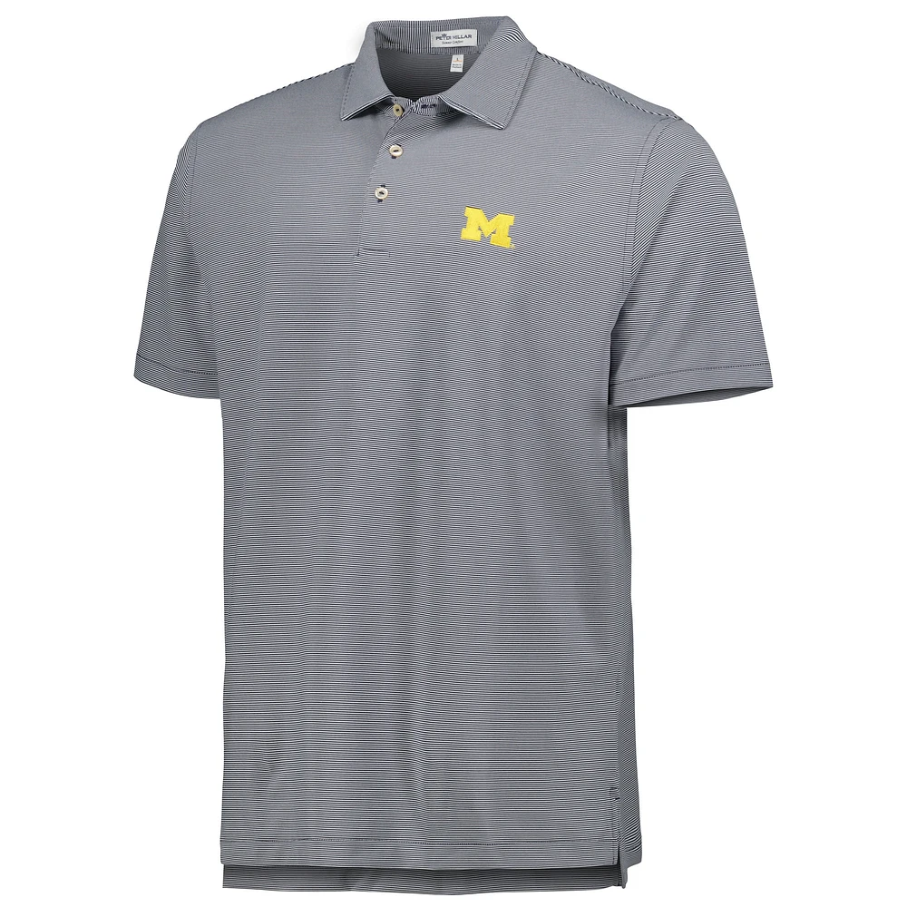 Men's Peter Millar Navy Michigan Wolverines Jubilee Striped Performance Jersey Polo