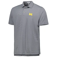Men's Peter Millar Navy Michigan Wolverines Jubilee Striped Performance Jersey Polo