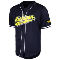 Men's Pro Standard Navy Michigan Wolverines Mesh Full-Button Replica Baseball Jersey