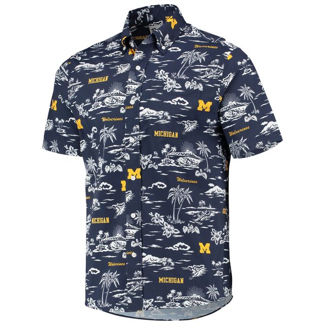 Chemise boutonnée classique Reyn Spooner pour hommes, bleu marine, Michigan Wolverines