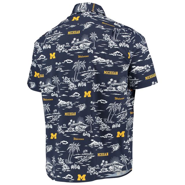 Chemise boutonnée classique Reyn Spooner pour hommes, bleu marine, Michigan Wolverines