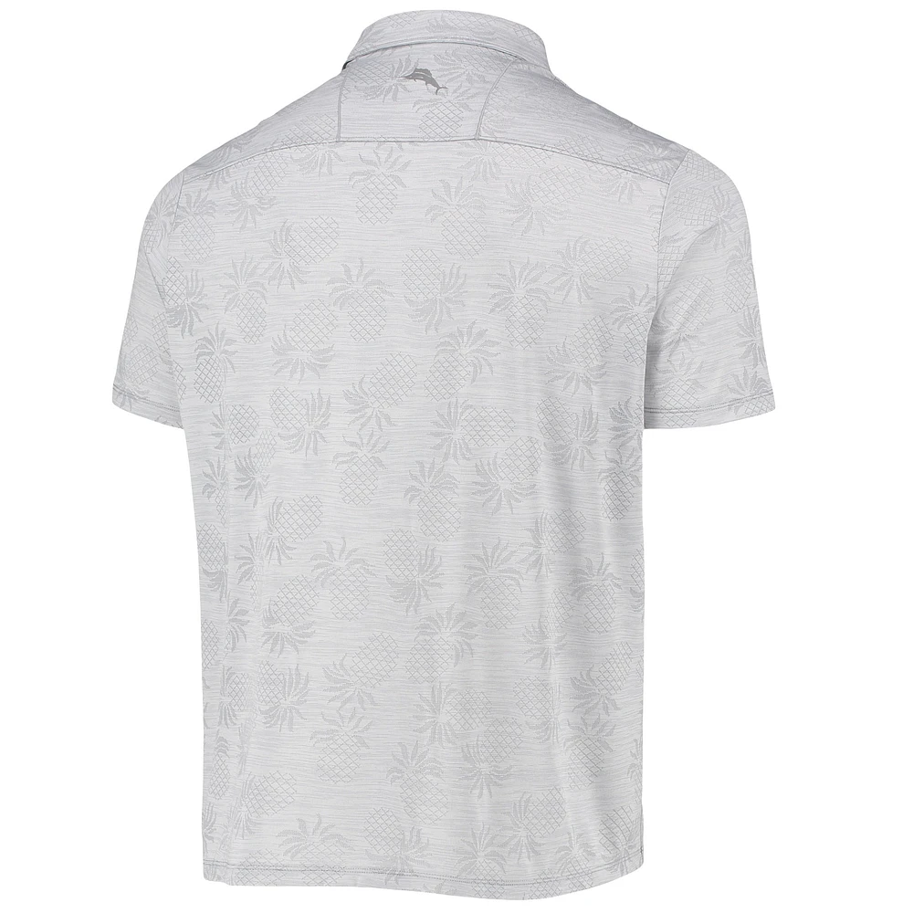 Men's Tommy Bahama Gray Michigan Wolverines Pineapple Palm Coast IslandZone Polo