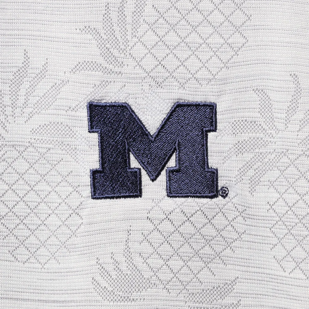Men's Tommy Bahama Gray Michigan Wolverines Pineapple Palm Coast IslandZone Polo
