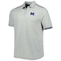 Men's Tommy Bahama Heathered Gray Michigan Wolverines IslandZone Tailgater Polo