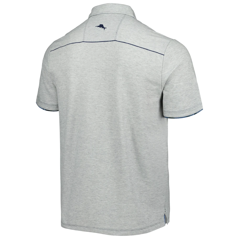 Men's Tommy Bahama Heathered Gray Michigan Wolverines IslandZone Tailgater Polo