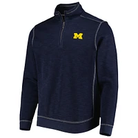 Men's Tommy Bahama Navy Michigan Wolverines Big & Tall Tobago Bay Tri-Blend Quarter-Zip Sweatshirt