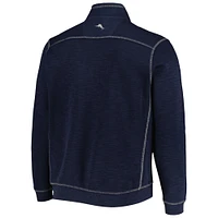 Men's Tommy Bahama Navy Michigan Wolverines Big & Tall Tobago Bay Tri-Blend Quarter-Zip Sweatshirt
