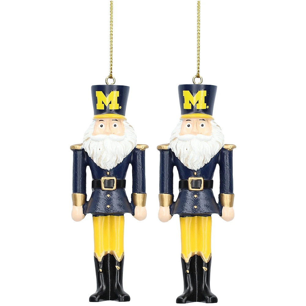 Michigan Wolverines 2-Pack Santa Nutcracker Ornament Set