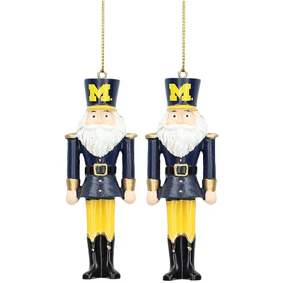 Michigan Wolverines 2-Pack Santa Nutcracker Ornament Set