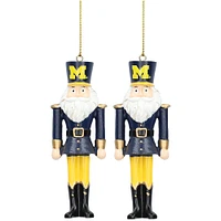 Michigan Wolverines 2-Pack Santa Nutcracker Ornament Set