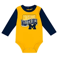 Newborn & Infant Michigan Wolverines Double Up Long Sleeve Bodysuit Pant Set