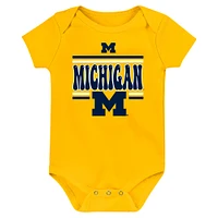 Newborn Navy Michigan Wolverines Sunday Comics 3-Pack Bodysuit Set