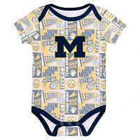 Newborn Navy Michigan Wolverines Sunday Comics 3-Pack Bodysuit Set