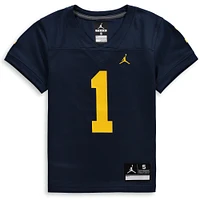 Jordan Brand #1 Navy Michigan Wolverines Team Replica Maillot de football pour enfants d'âge préscolaire