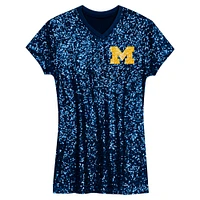 Preschool  Navy Michigan Wolverines Sequin V-Neck Dress