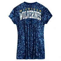 Preschool  Navy Michigan Wolverines Sequin V-Neck Dress