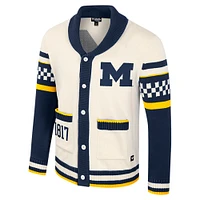 Unisex Colosseum Cream Michigan Wolverines Wild Collective Button-Up Jacquard Sweater