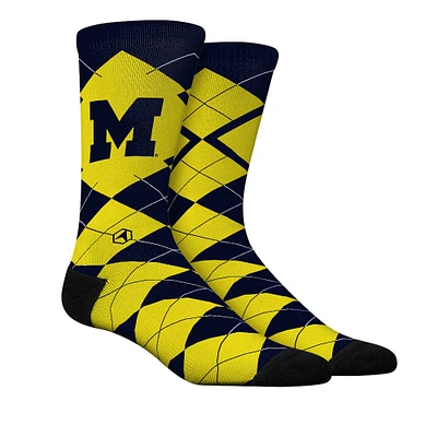 Chaussettes unisexes Rock Em - Chaussettes habillées en tricot Argyle Michigan Wolverines