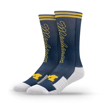Chaussettes unisexes Strideline Michigan Wolverines Premium Wordmark Crew