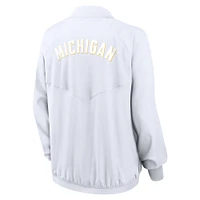 Women's Jordan Brand  White Michigan Wolverines Statement Bomber Raglan Full-Zip Jacket