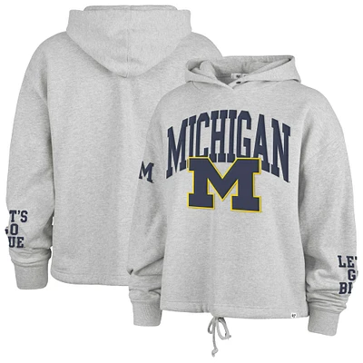 Women's '47 Heather Gray Michigan Wolverines High Hopes Long Sleeve Cropped Hoodie