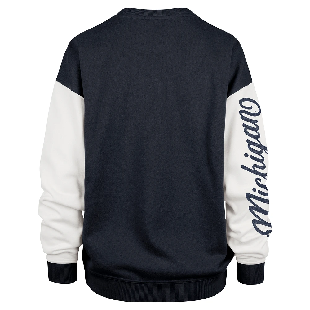 Women's '47  Navy Michigan Wolverines Double Header Rise Andie Pullover Sweatshirt