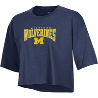 Women's Champion Heather Navy Michigan Wolverines Boyfriend Cropped T-Shirt