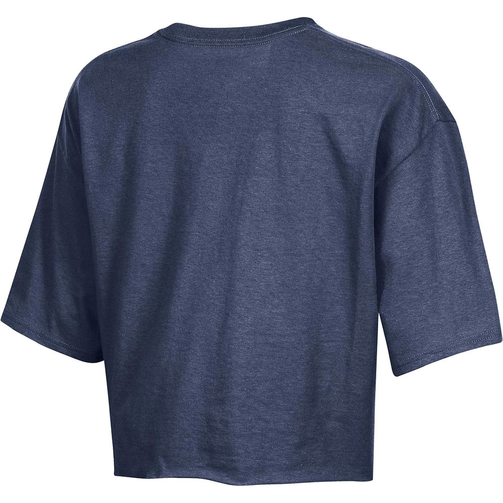 Women's Champion Heather Navy Michigan Wolverines Boyfriend Cropped T-Shirt