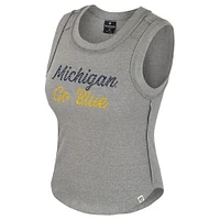 Women's Colosseum Heather Gray Michigan Wolverines Beach You Ribbed Tank Top