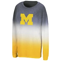 Women's Colosseum Navy Michigan Wolverines Winkle Dip Dye Long Sleeve T-Shirt