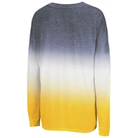 Women's Colosseum Navy Michigan Wolverines Winkle Dip Dye Long Sleeve T-Shirt