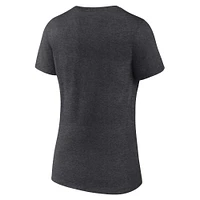Women's Fanatics Heather Charcoal Michigan Wolverines Campus V-Neck T-Shirt